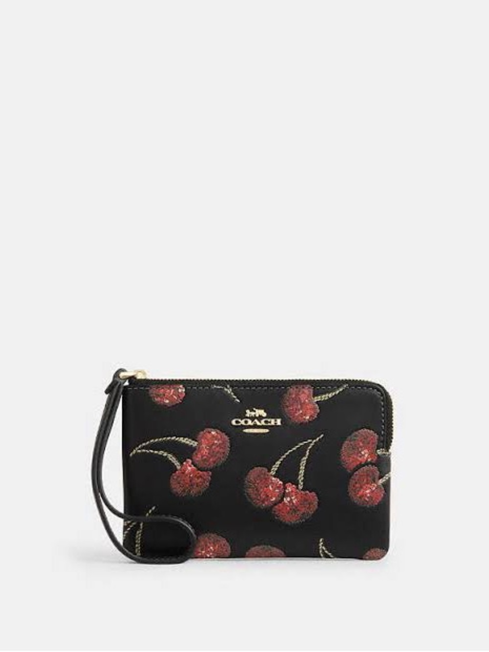 NWT Coach Black Cherry Sequin Leather Wristlet